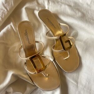 Dolce & Gabbana Gold Sandals with Metallic Accents